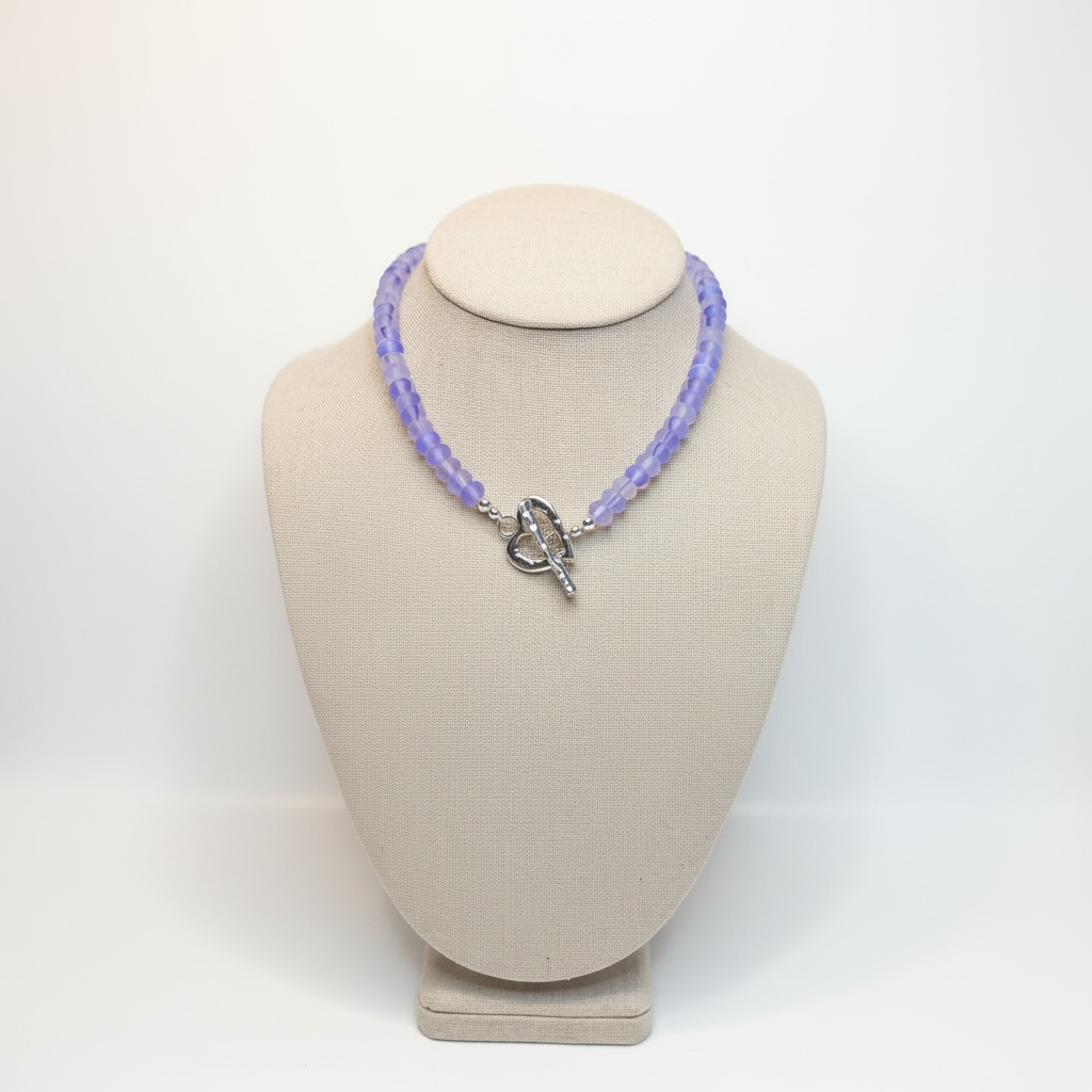 Iridescent Purple Locked in Love Necklace