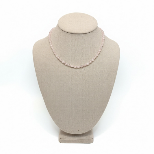 Rose Quartz Rice Necklace